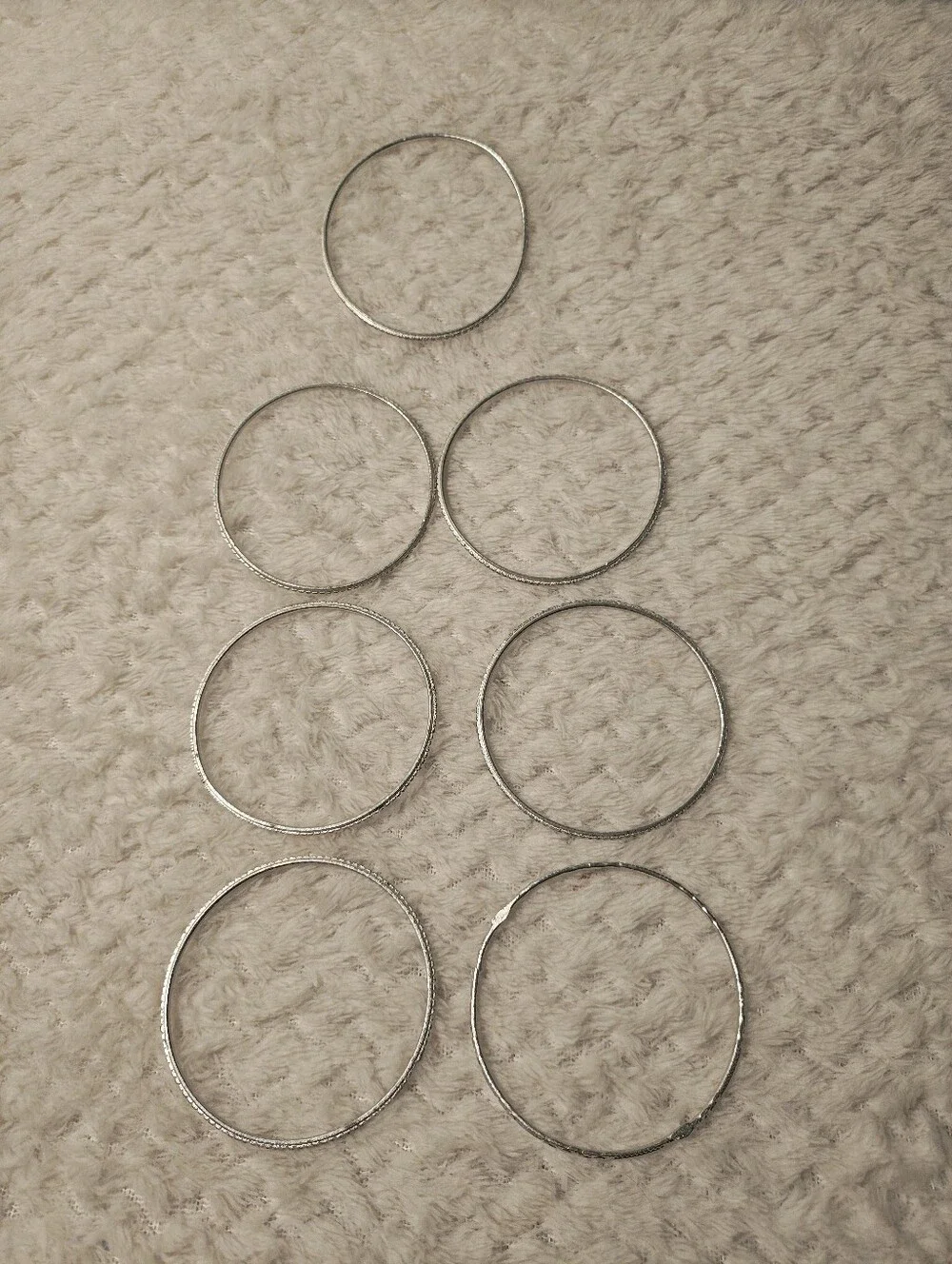 Silvertone  Textured Stackable Bangle Bracelet Set - Women